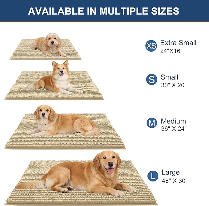 OLANLY Dog Door Mat for Muddy Paws 44x32, Ultra Absorbent Chenille Mud Doormat - Image 2