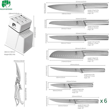 FULLHI 14pcs Knife Block Set, Dishwasher Safe Kitchen Knife Set - Image 2