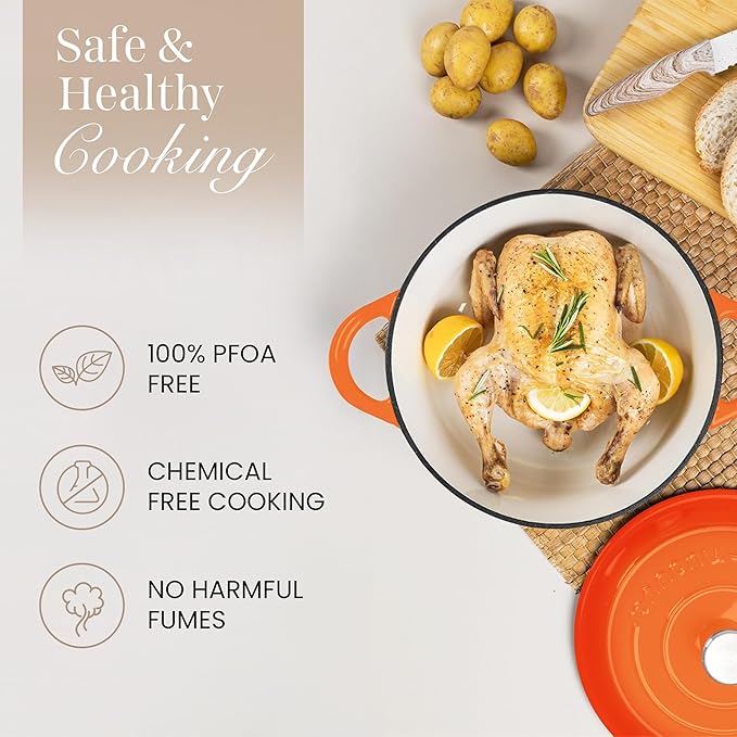 Cast Iron Pot with Lid – Non-Stick Ovenproof Enamelled Casserole Pot, Oven Safe - Image 4