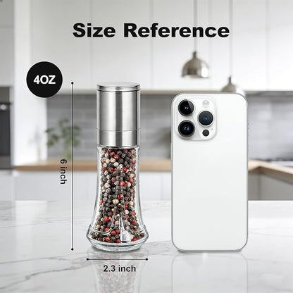 Aelga Pepper Grinder with Silicone Funnel - 4oz Glass Manual Mills with - Image 4