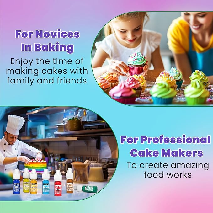 Food Coloring Liquid - 18 Vibrant Colors Food Dye Colorantes Para Reposteria, Highly Concentrated Cake Decorating Food Coloring for Icing, Cake, Baking, Frosting, Easter Egg, Macaron, Slime - 6ml