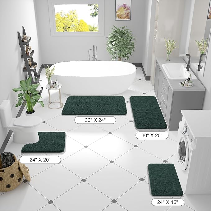 OLANLY Bathroom Runner Rugs 44x24, Soft Absorbent Chenille Bath Rugs, Rubber - Image 2