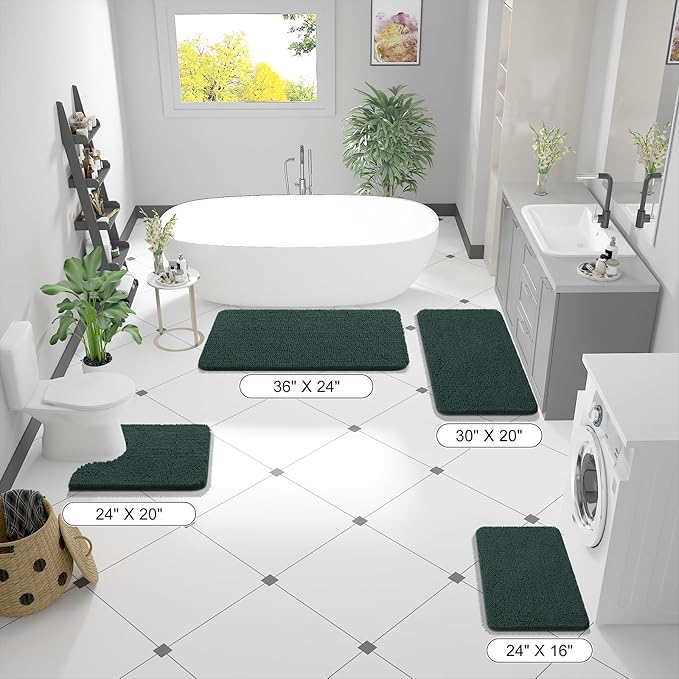 OLANLY Large Bathroom Rugs 40x32, Soft Absorbent Chenille Bath Rugs, Rubber - Image 2