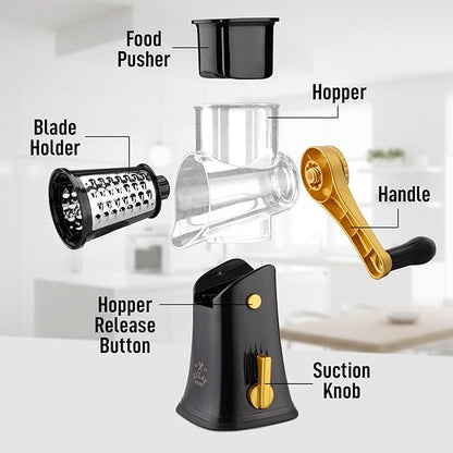 Zulay Kitchen Rotary Cheese Grater 5 Blade Cheese Shredder - Image 8