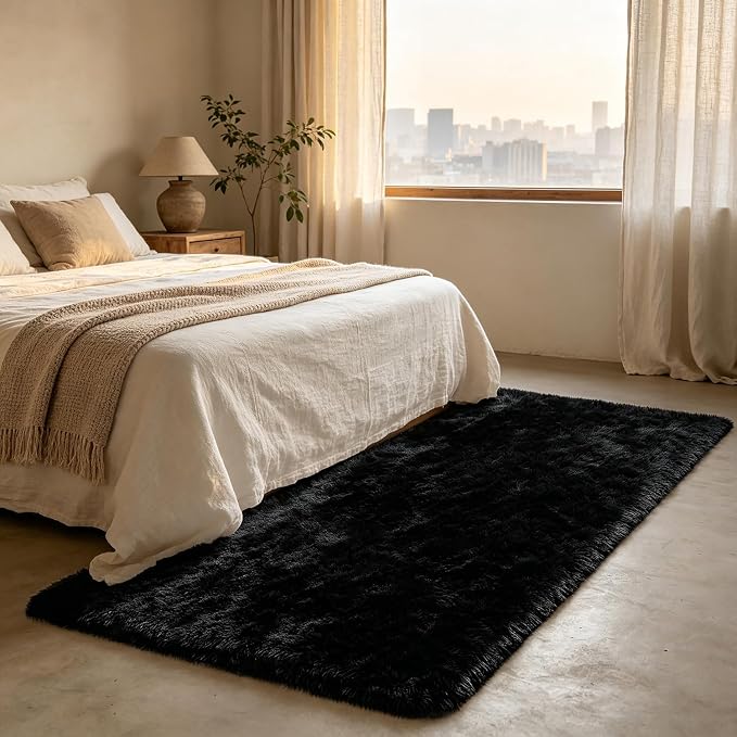 Shag Runner Rug for Bedroom Living Room 3x7 Upgrade Non-Slip Fluffy Soft - Image 3