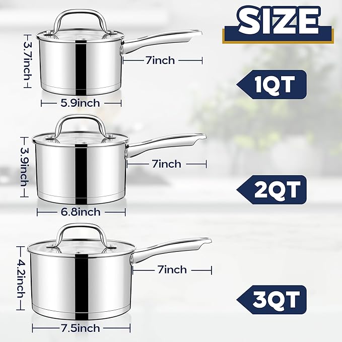 LIANYU Stainless Steel Saucepan Set - Image 2