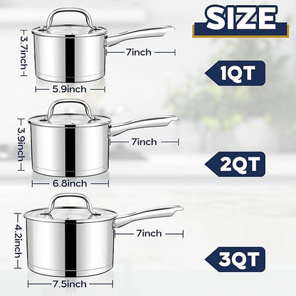 LIANYU Stainless Steel Saucepan Set - Image 2