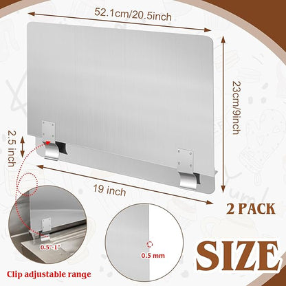 Ferraycle 2 Pack 20-1/2" W x 9" H 304 Stainless Steel Fryer Splash Guard - Image 2
