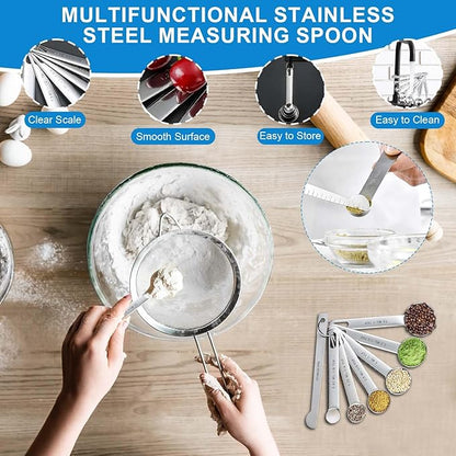 Measuring Cups and Spoons Set 35 Pcs, 11 Stainless Steel Nesting Measuring - Image 3