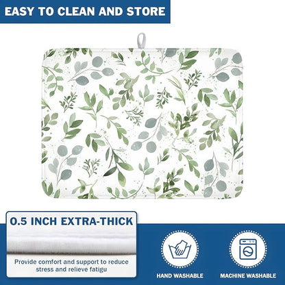 Spring Summer Sage Green Leaves Dish Drying Mat 16 x 18 Inch Spring Eucalyptus - Image 5