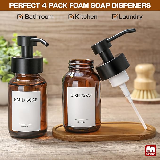 GMISUN Foaming Soap Dispenser, Refillable Hand Soap Foam Dispensers, Modern - Image 4