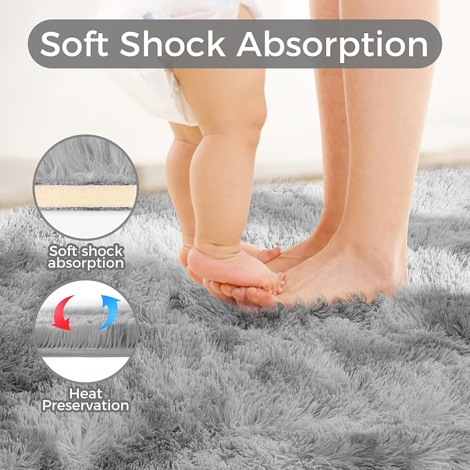 Ultra Soft Rug for Living Room, 4X6 Fluffy Shag Area Rug for Bedroom, Modern - Image 4