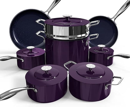 Nuwave Lux 13pc Forged Lightweight Cookware Set PFAS Free, Healthy G10 Duralon by NuWave