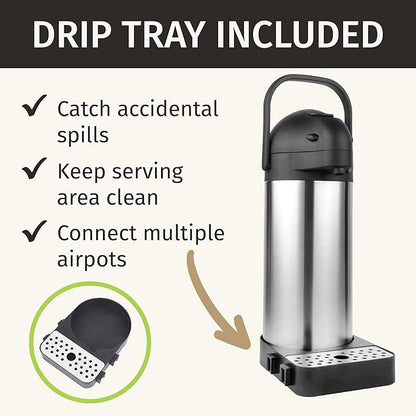 Airpot Coffee Dispenser with Pump & Tray - 102oz/3L Coffee Carafe with Pump - - Image 4