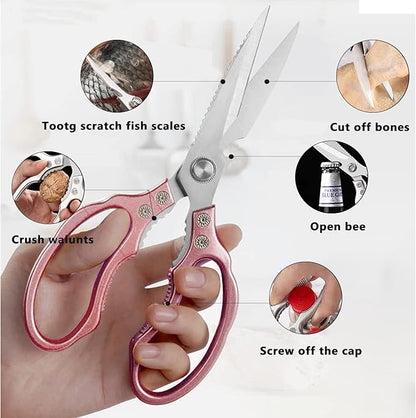 AWinjoy Kitchen Scissors, Heavy Duty Sharp Shears Dishwasher Safe, Rose Gold - Image 3