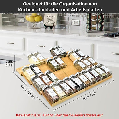 Spice Drawer Organzier, 4 Tiers- 8Pcs Bamboo Spice Rack Tray Insert - Image 6