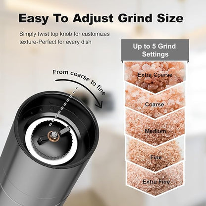 Aelga Salt Grinder with Silicone Funnel - 4oz Glass Manual Mills with - Image 3