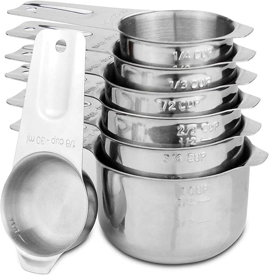 Set of 7 Heavy Duty Measuring Cups, 18/8 Stainless Steel by ALLWIN-HOUSEWARE