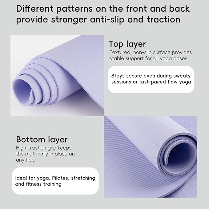Extra Wide Yoga Mat 72" x 32", 6mm Non Slip TPE Exercise Mat - Image 3