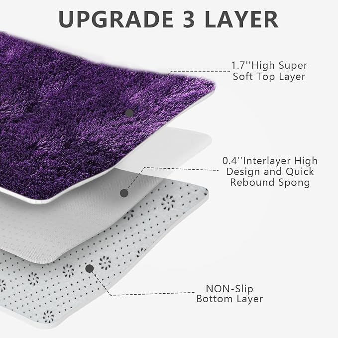 Shag Area Rugs for Bedroom Living Room, 6X9 Ultra Soft Purple Fluffy Area Rugs - Image 6