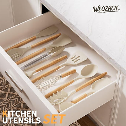 Silicone Cooking Utensil Set, Nonstick 446°F Heat-Resistant Cookware Kitchen - Image 7