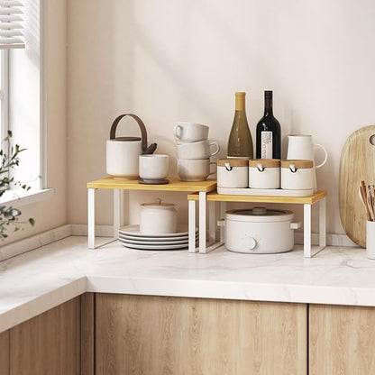 Kitchen Cabinet Organizer Shelf Set of 4, Sturdy Kitchen Counter Shelves - Image 2