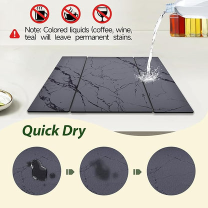 Large Stone Drying Mat for Kitchen Counter, Water-Absorbent Marble Diatomaceous - Image 4