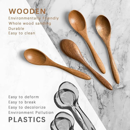 4 PCS Small Wooden Spoons, 5.8 Inch Honey Spoons - Image 3