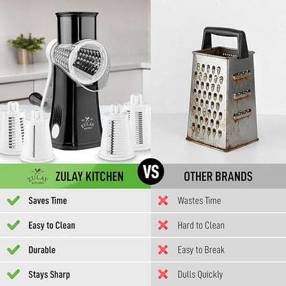 Zulay Kitchen Rotary Cheese Grater 5 Blade Cheese Shredder - Image 2