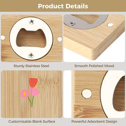 24Pcs Bamboo Bottle Opener, 2.6 x 0.5" Wooden Bottle Openers Blanks Bulk - Image 4