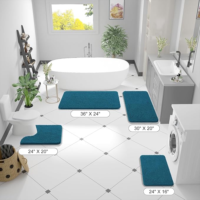 OLANLY Bathroom Runner Rugs 47x20, Soft Absorbent Chenille Bath Rugs, Rubber - Image 2