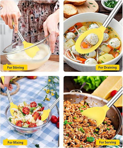 Pack of 2 Large Silicone Cooking Spoons, Non Stick Solid Basting Spoon - Image 3