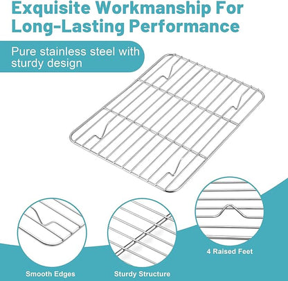 TeamFar Cooling Rack, 8.75” x 6.25” Stainless Steel Wire Baking Rack - Image 3