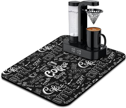 Coffee Bar Mat Accessories for Countertop Super Absorbent Anti-Slip Silicone by Kuyig+Home