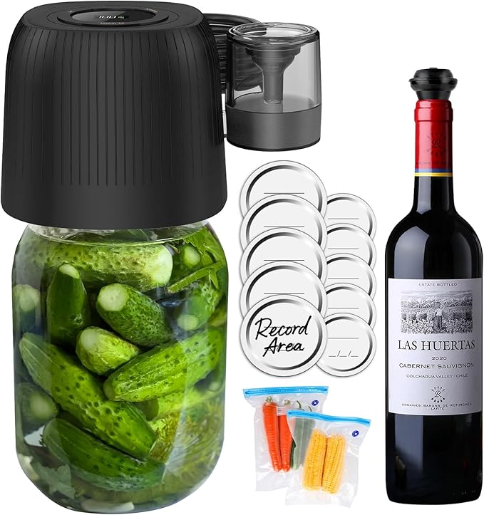 3 IN 1 Electric Mason Jar Vacuum Sealer Kit, Automatic Vacuum Sealer for Jars, Compatible With Food Storage, Vacuum Bags Seal, Wine Bottles, Birthday Gifts for Women, Gifts for Mom, Grandma