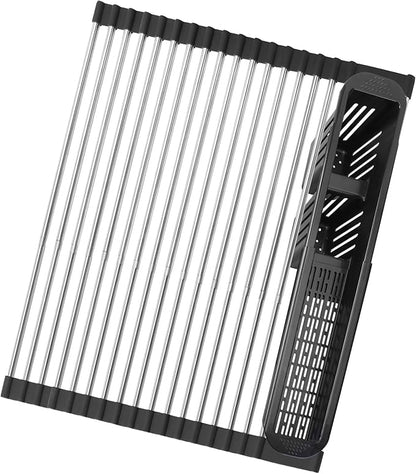 Roll Up Dish Drying Rack, Expandable Over The Sink Dish Drainer, Stainless - Image 6