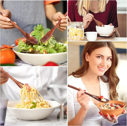 12 Pieces Wooden Forks and Spoons - Image 5