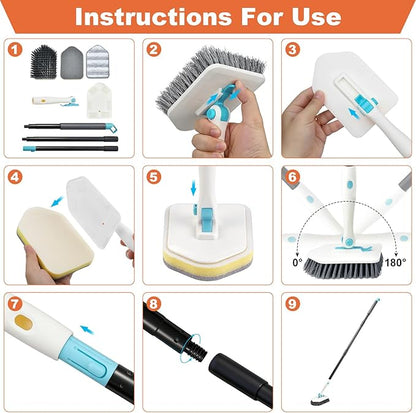 Long Handled Scrub Brush for Shower, 3-in-1 Cleaning Brushes - Image 6