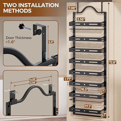 8-Tier Over The Door Pantry Organizer, Large 2 IN 1 Wall Mount or Hanging Spice - Image 2