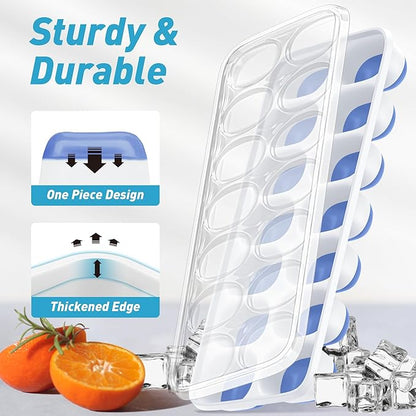 ChefAide Ice Cube Tray with Lid, 4 Packs 56 Cubes Durable Stackable Ice Cube - Image 4