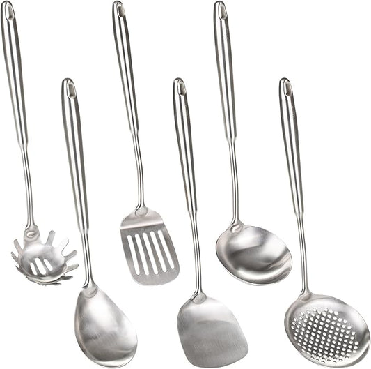 FJNATINH 6-Pieces 304 Stainless Steel Wok Spatula Set, Cooking Utensil Set by HOMEKITCHENTOOL