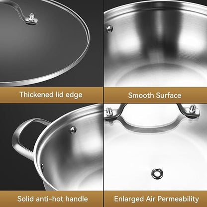 LOLYKITCH 5 QT Tri-Ply Stainless Steel Sauté Pan, 12 Inch Deep Frying Pan - Image 6