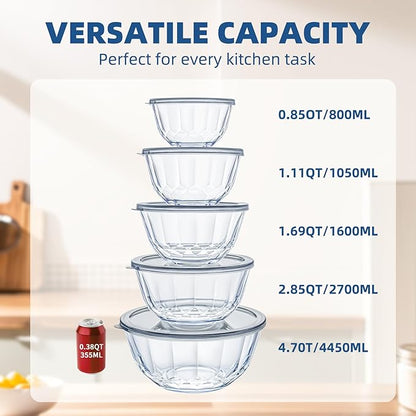 Luvan 5-Piece Glass Mixing Bowls Set - Image 3
