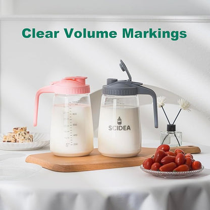 32oz Glass Pitcher with Lid, Heat & Cold Resistant, Leak-Proof Wide-Mouth Milk - Image 3