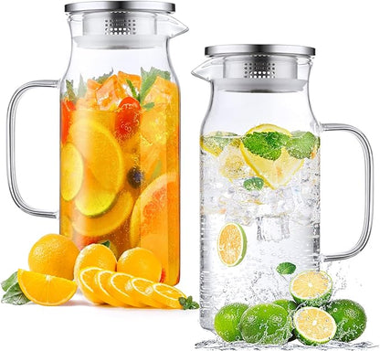 Bivvclaz 2 Pack 1.2 Liter 40 oz Small Glass Pitcher by Bivvclaz