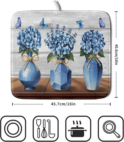 Giwawa Blue Hydrangea Dish Drying Mat - Image 2
