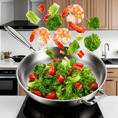 DELARLO Tri-Ply Stainless Steel Pan, 18/10 Frying Pan, Oven Safe Up to 600°F - Image 7