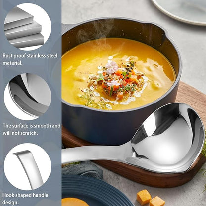 2Pcs Soup Ladle, Soup Spoons Stainless Steel 304 - Image 4