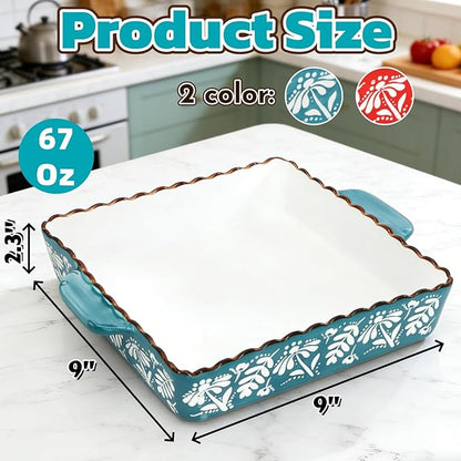 2 Pack Ceramic Baking Dish, 9 x 9 inch Porcelain Square Bakeware - Image 2