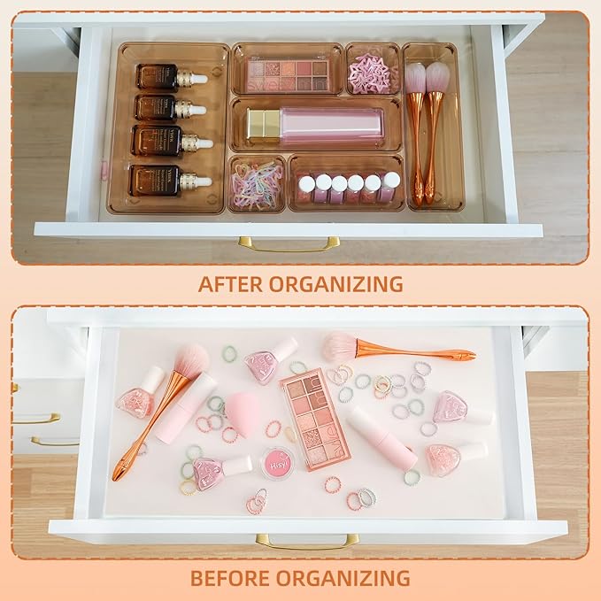Coffee Acrylic Drawer Organizers Set Storage - Image 3
